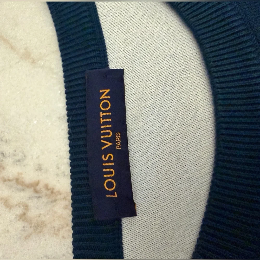 Louis Vuitton Monogram Degrade Blue Canard Teal White Logo Crewneck Sweater M